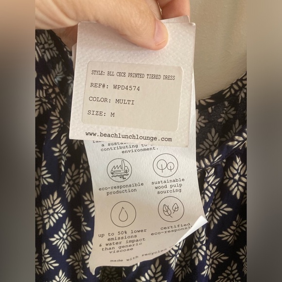 Beach Lunch Lounge Tie Shoulder Maxi Dress Boho Cottage Spring NWT - Picture 11 of 11